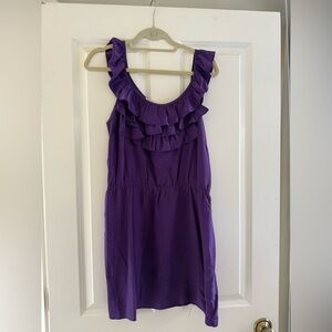 Amanda Uprichard Purple Ruffle-Front silk dress